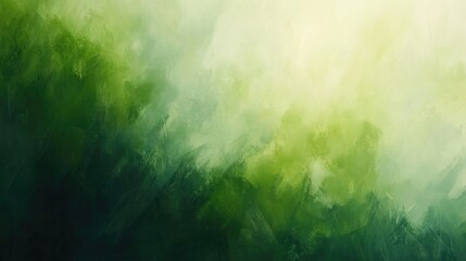 Abstract oil painting featuring a blurred green color scheme creating a defocused effect ideal for spring themed design and background use