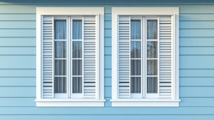 Two Windows on a Blue Wall