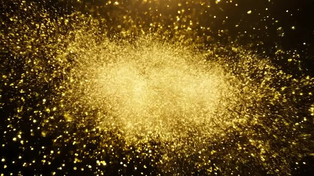 Golden glittering 2025 text on dark festive background, christmas and new year celebration, holiday season, sparkling light