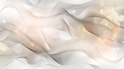 Obraz premium Elegant abstract wallpaper design in beige and gray tones featuring flashes of light and intertwining wavy lines over a backdrop of overlapping shapes and blended colors Vector illustration