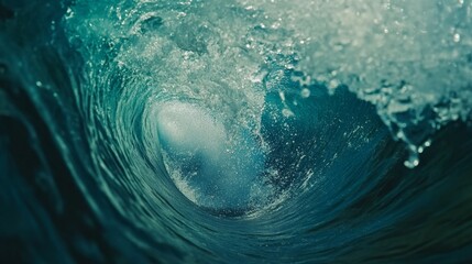 Point of view from the inside of an ocean wave, shot 