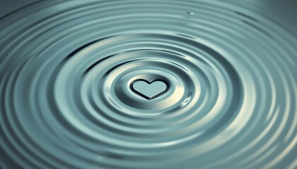 Heart shape submerged in rippling water creating soothing waves