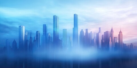 Fototapeta premium Skyscrapers with a downtown skyline in the background, Urban skyline with skyscrapers in background