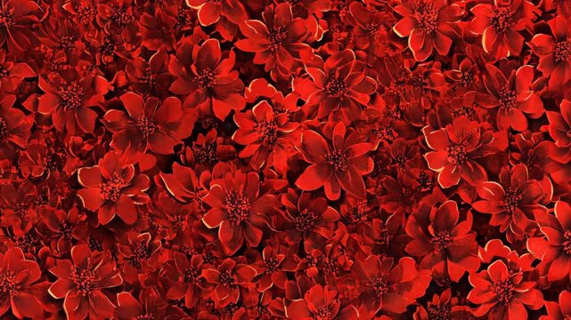 A close-up of a vibrant red flower bouquet with a delicate golden outline