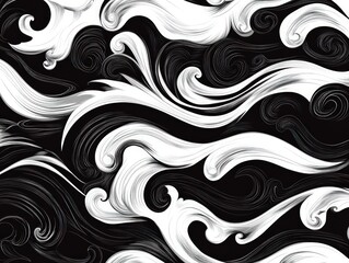 Fototapeta premium Stylized black and white waves with a flowing design