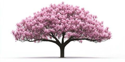 Fototapeta premium Magnolia tree adorned with numerous pink blossoms, Magnolia tree with pink flowers