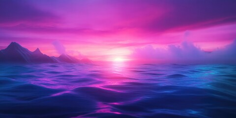 Obraz premium Sunset over a coastal landscape with vibrant colors and reflections on the water, Coastal sunset with vibrant colors and water reflections