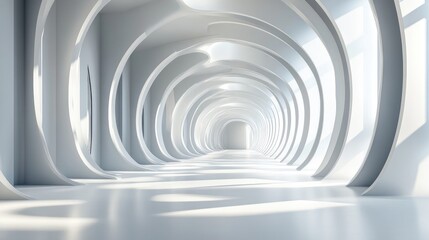 Obraz premium 3D rendering of contemporary architectural features in an interior space with white walls