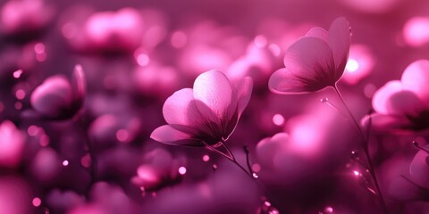 Fototapeta premium Blooming pink flowers during the summer season, Summer blooming pink flowers