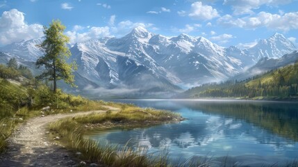 Fototapeta premium Serene Mountain Lake