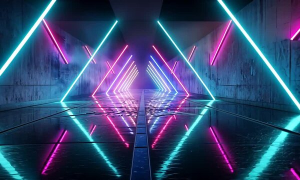 Neon lights tunnel