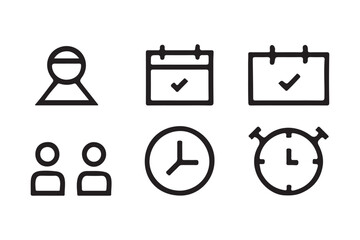 Minimalistic Time Management and Productivity Line Icons Set
