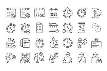 Minimalistic Time Management and Productivity Line Icons Set