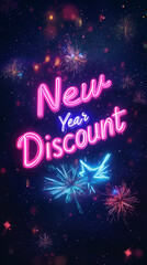 new year discount neon sign 