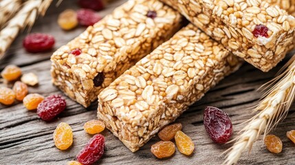 Fototapeta premium Healthy Snack Bars with Nuts and Dried Fruits