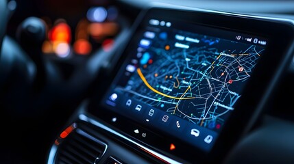 Fototapeta premium Intelligent car and smart phone app. 