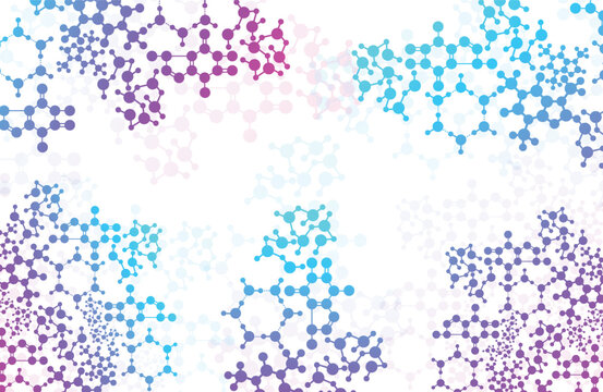 Abstract molecule background with dna and atom structure connected lines with dots. Medical, technology, chemistry, science background