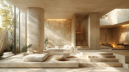 Wooden house in the forest with garden surrounded by trees Modern architecture and summer sky -8