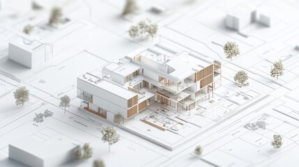 Architectural model showcasing a modern building design.
