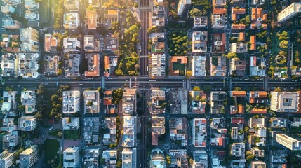 Aerial View of Cityscape with Buildings and Roads