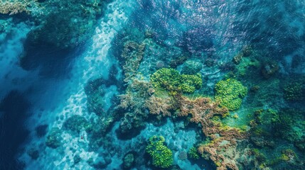 Aerial View of Vibrant Coral Reef