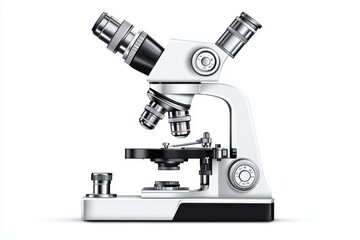 Fototapeta premium Microscope on a white isolate background, perfect for educational and scientific visuals.