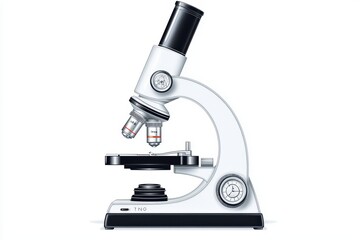Microscope on a white isolated background, ideal for scientific research and education.