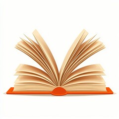 Fototapeta premium Open book with pages turning, showcasing knowledge and creativity on a white isolated background.