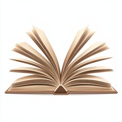 Fototapeta premium Open book with pages spread, isolated on white background.