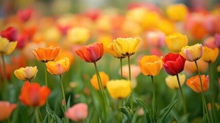 Fototapeta premium Floral Paradise: A Serene Tapestry of Blooms in Vibrant Hues
