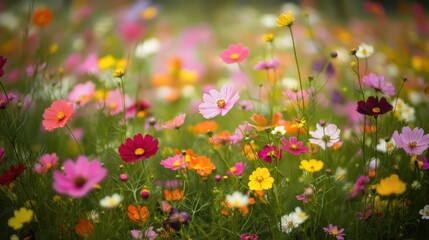 Obraz premium Floral Paradise: A Serene Tapestry of Blooms in Vibrant Hues