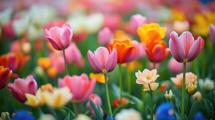 Obraz premium Floral Paradise: A Serene Tapestry of Blooms in Vibrant Hues