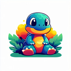 Obraz premium cutout sticker of dinosaur in pixel art style, retro gaming aesthetic isolated on white background