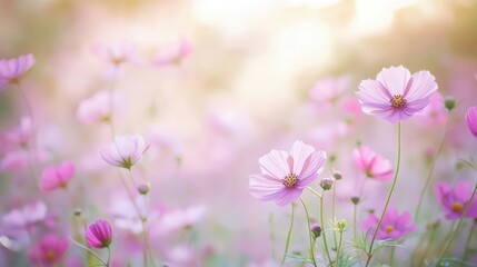 Fototapeta premium Floral Paradise: A Serene Tapestry of Blooms in Vibrant Hues