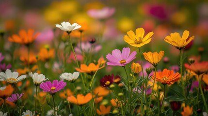 Floral Paradise: A Serene Tapestry of Blooms in Vibrant Hues