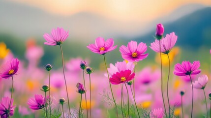 Fototapeta premium Floral Paradise: A Serene Tapestry of Blooms in Vibrant Hues
