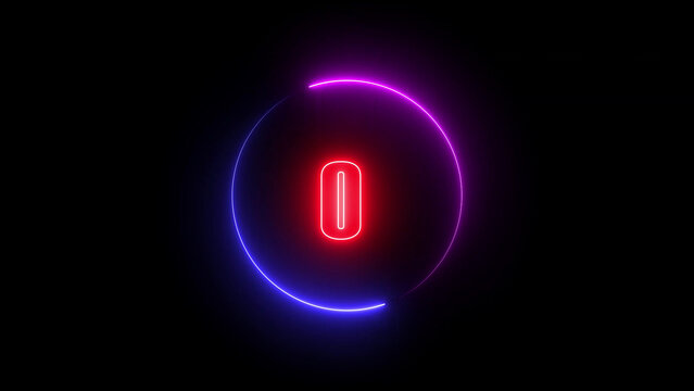abstract linear neon number  zero  ,  Educational mathematics concept with neon letter