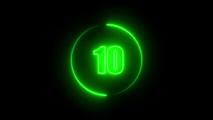 neon glowing  number ten