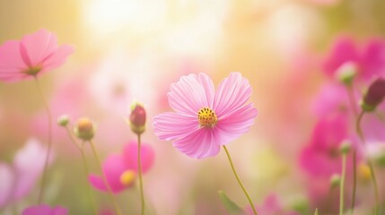 Fototapeta premium Floral Paradise: A Serene Tapestry of Blooms in Vibrant Hues