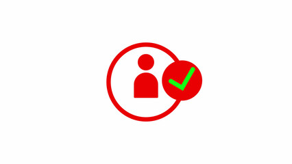 User profile Security icon. cross check mark illustrationon withe background	