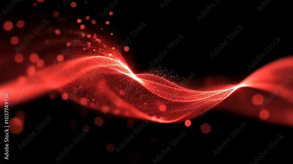Sticker vibrant abstract red wave motion background in slow motion