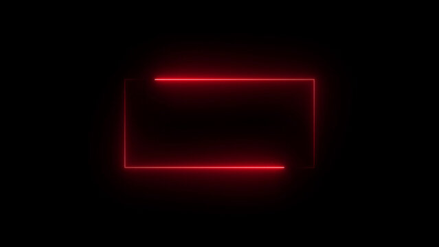 glowing neon light Abstract neon studio background. Square rectangle picture frame with black background. red and green light moving for overlay element