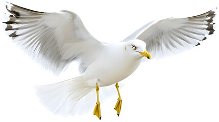 Obraz premium Majestic Seagull in Dynamic Flight, transparent bg