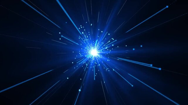 Diverging Blue Lights Particles Motion Background