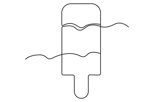 recommend clip art: Continuous one line drawing of  ice creme outline vector art illustration 