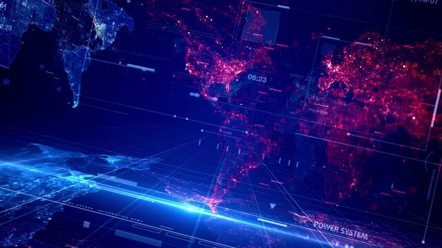 World Map Blue Technology Background