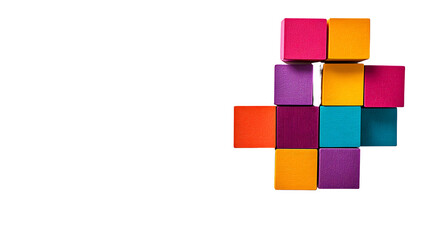Colorful Building Blocks Arrangement, transparent bg