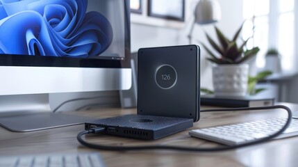 Desktop Setup With External Hard Drive