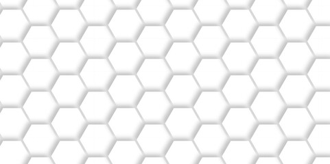 Vector Minimal White Hexagonal Background. Luxury White Pattern. 3D Futuristic abstract honeycomb mosaic white background. geometric mesh cell texture. modern futuristic wallpaper.