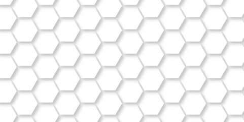 Vector Minimal White Hexagonal Background. Luxury White Pattern. 3D Futuristic abstract honeycomb mosaic white background. geometric mesh cell texture. modern futuristic wallpaper.